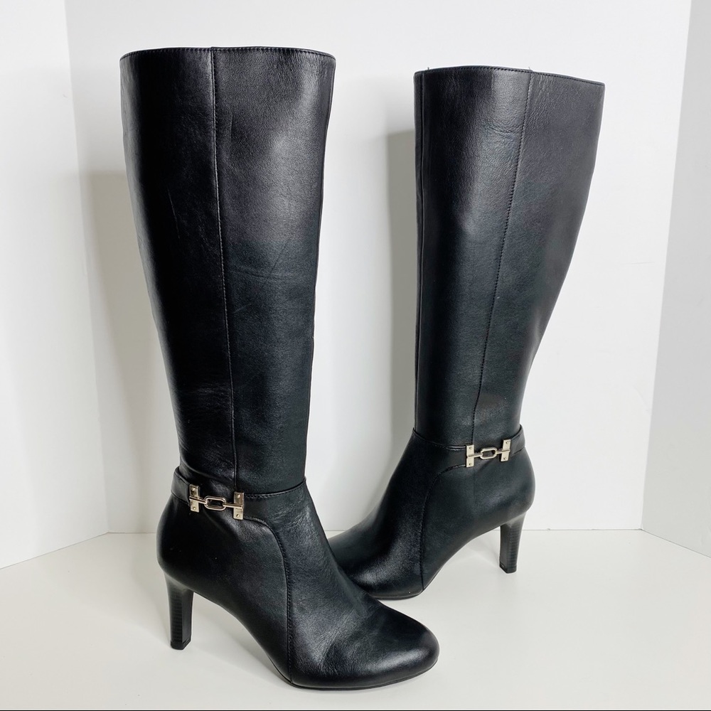 Bandolino Lamari Leather High Heeled Black Boots 8